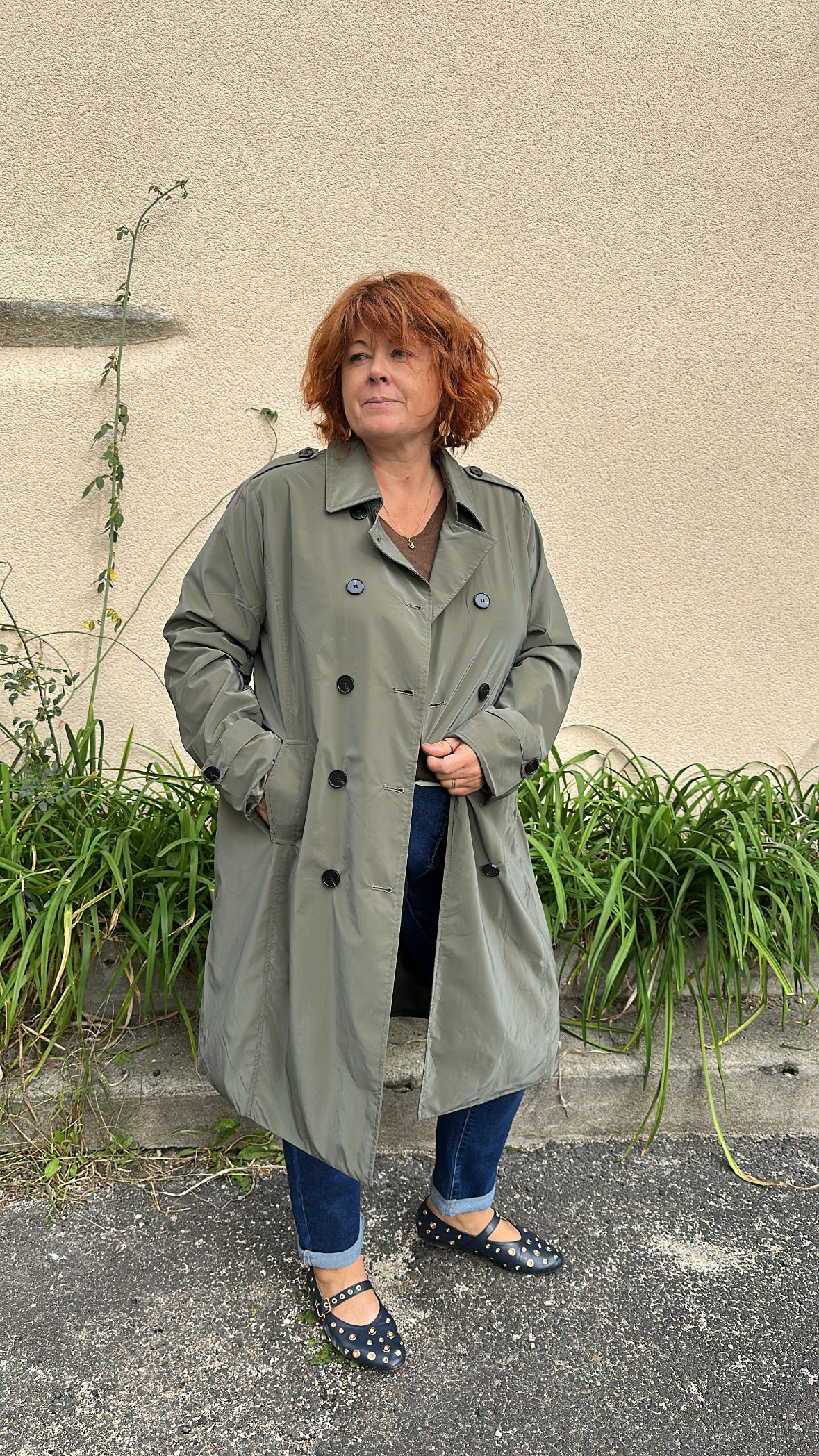 Trench imperméable long grandes tailles