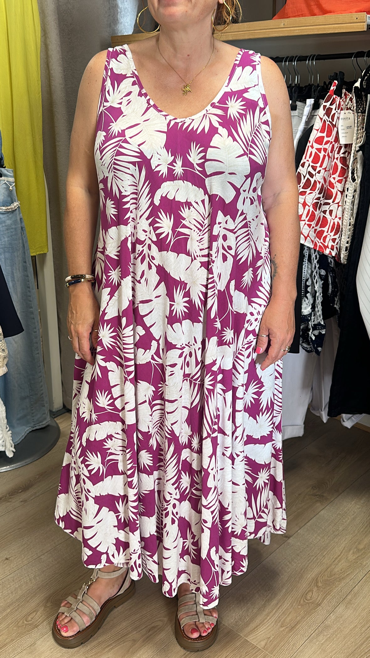 Robe tropical fuschia