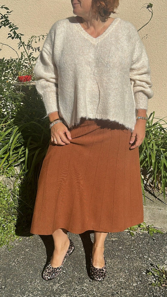 Jupe midi en maille