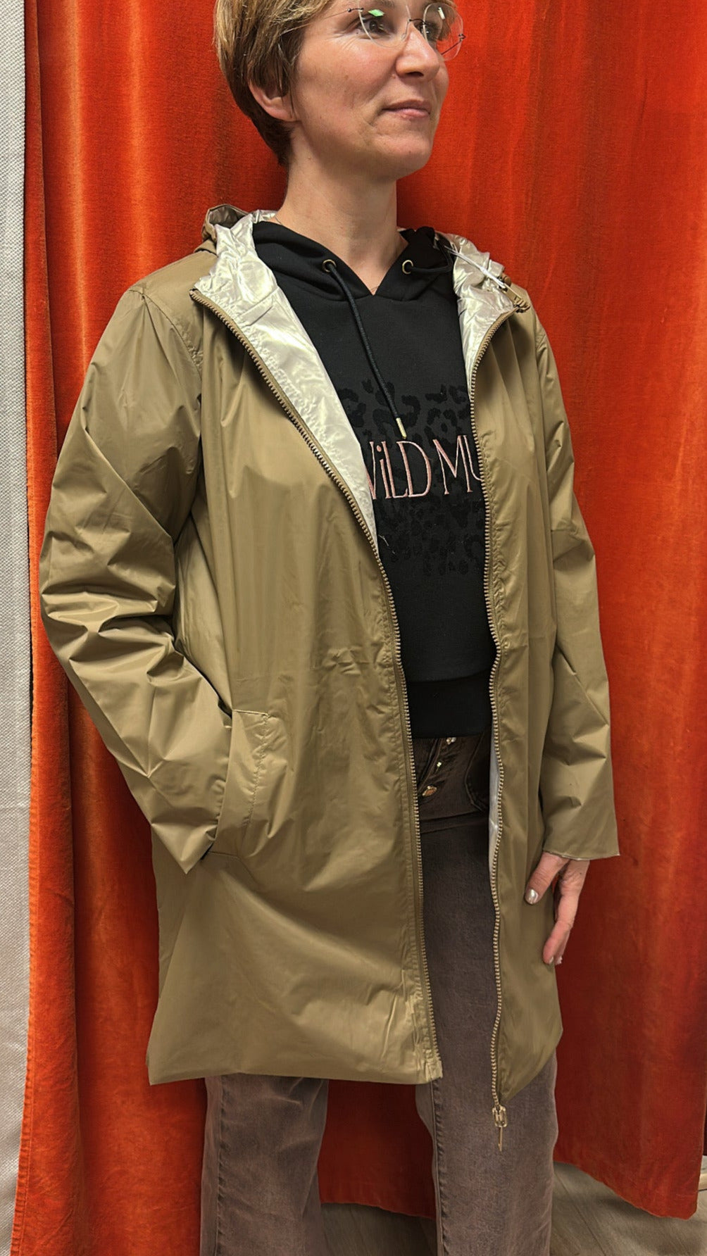 Imperméable long réversible