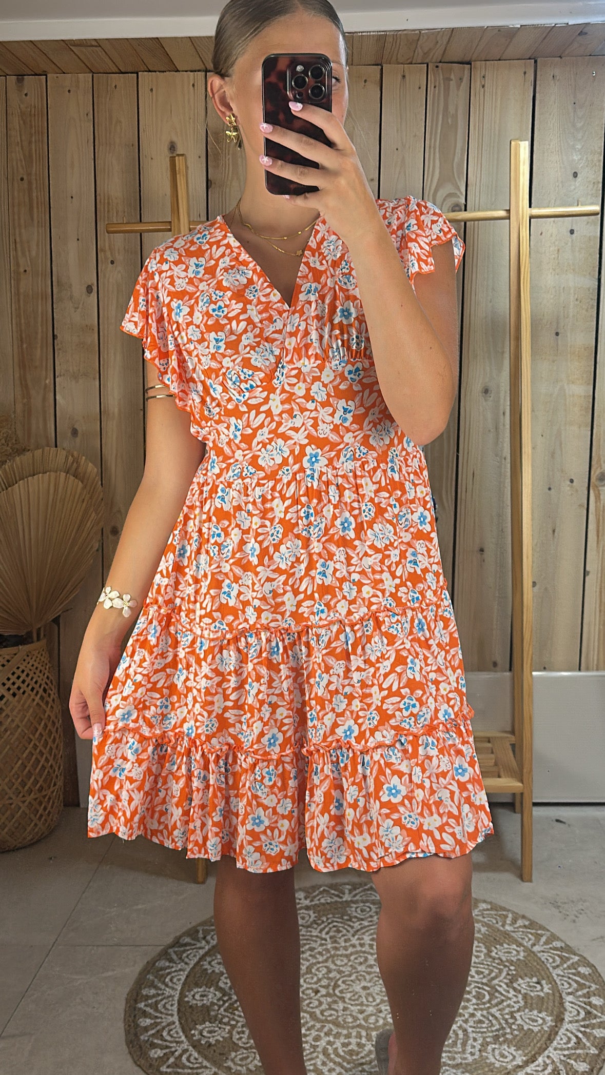 Robe fleuri orange