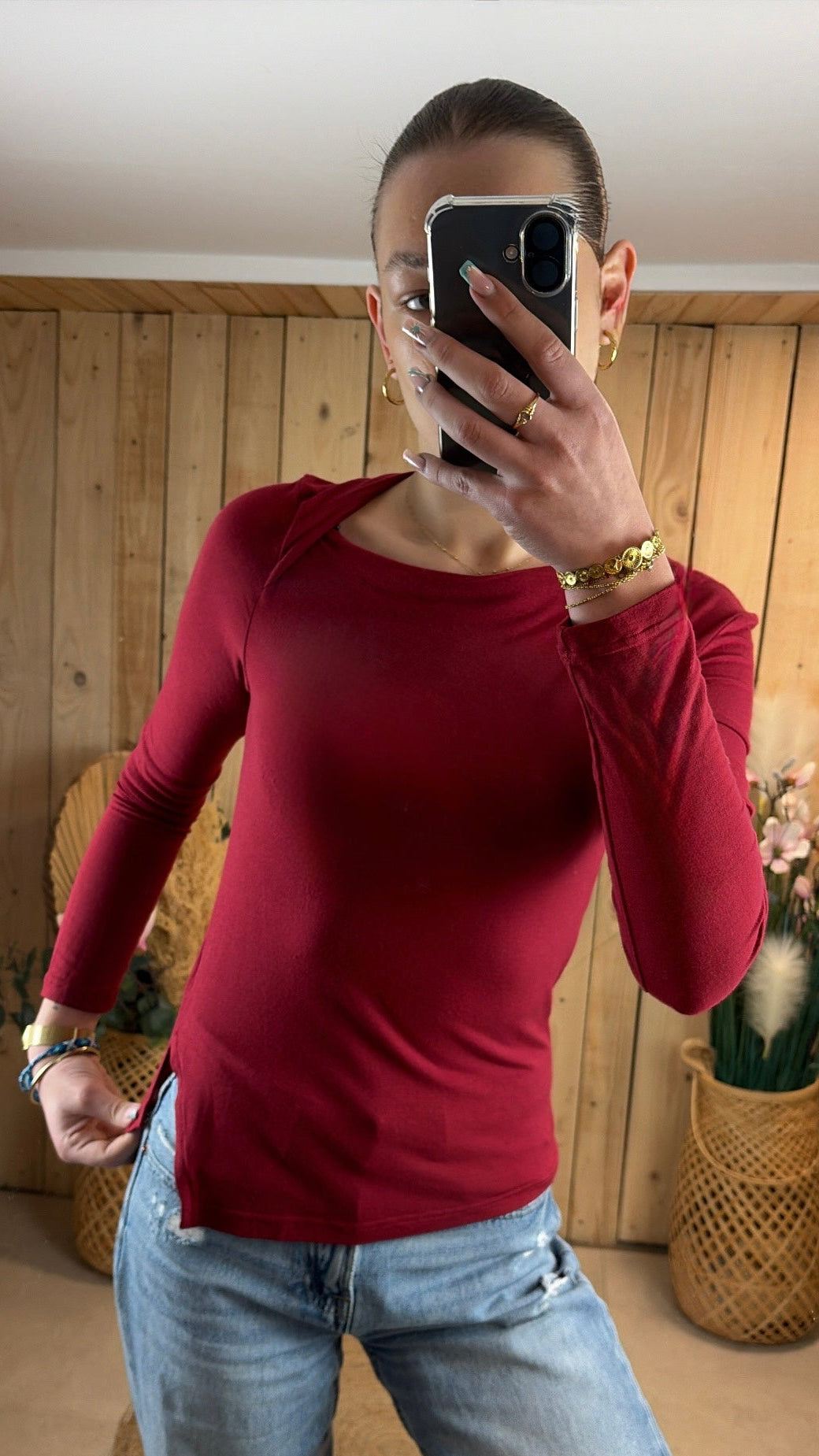T-shirt manche longue rouge