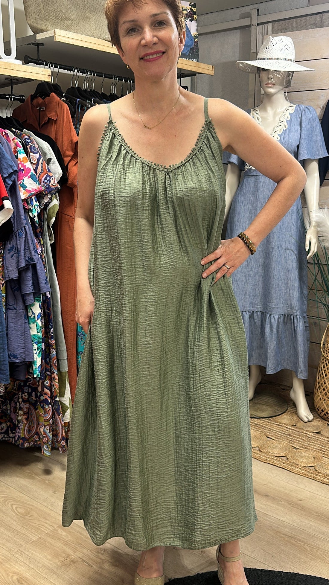 Robe longue plissée