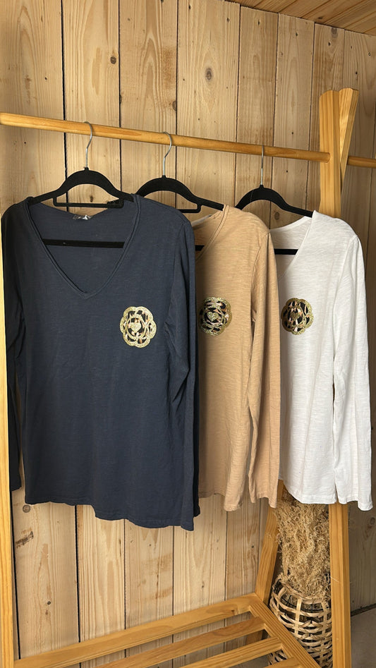 T-shirt manche longue motif léopard