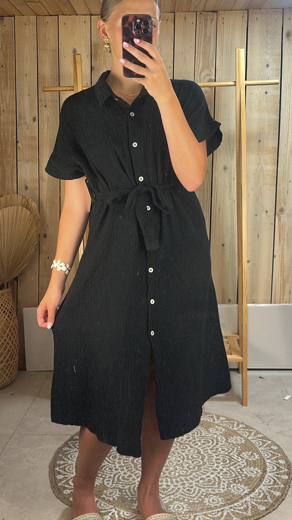 Robe chemise gaze de coton