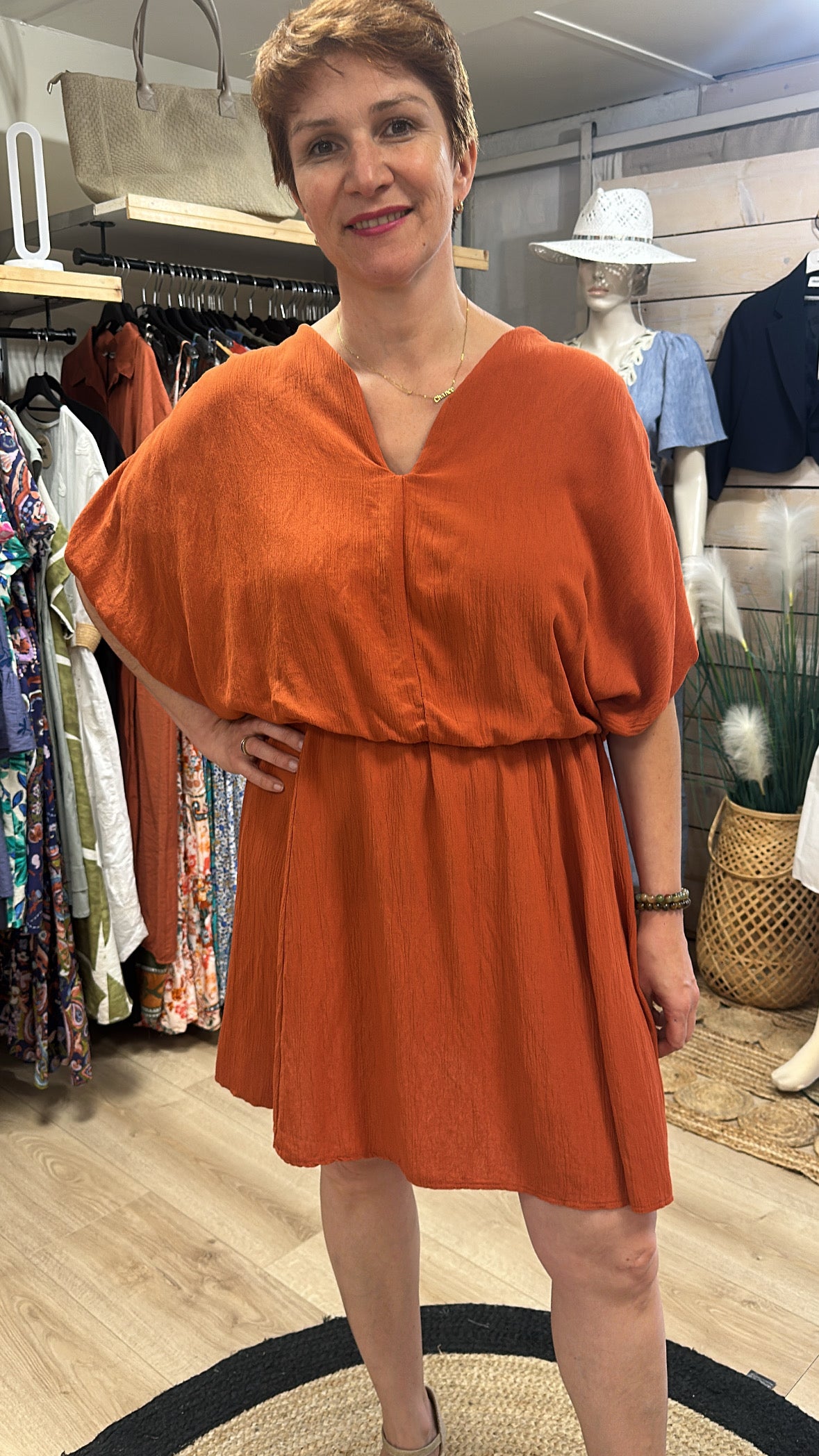Robe texturée terracotta