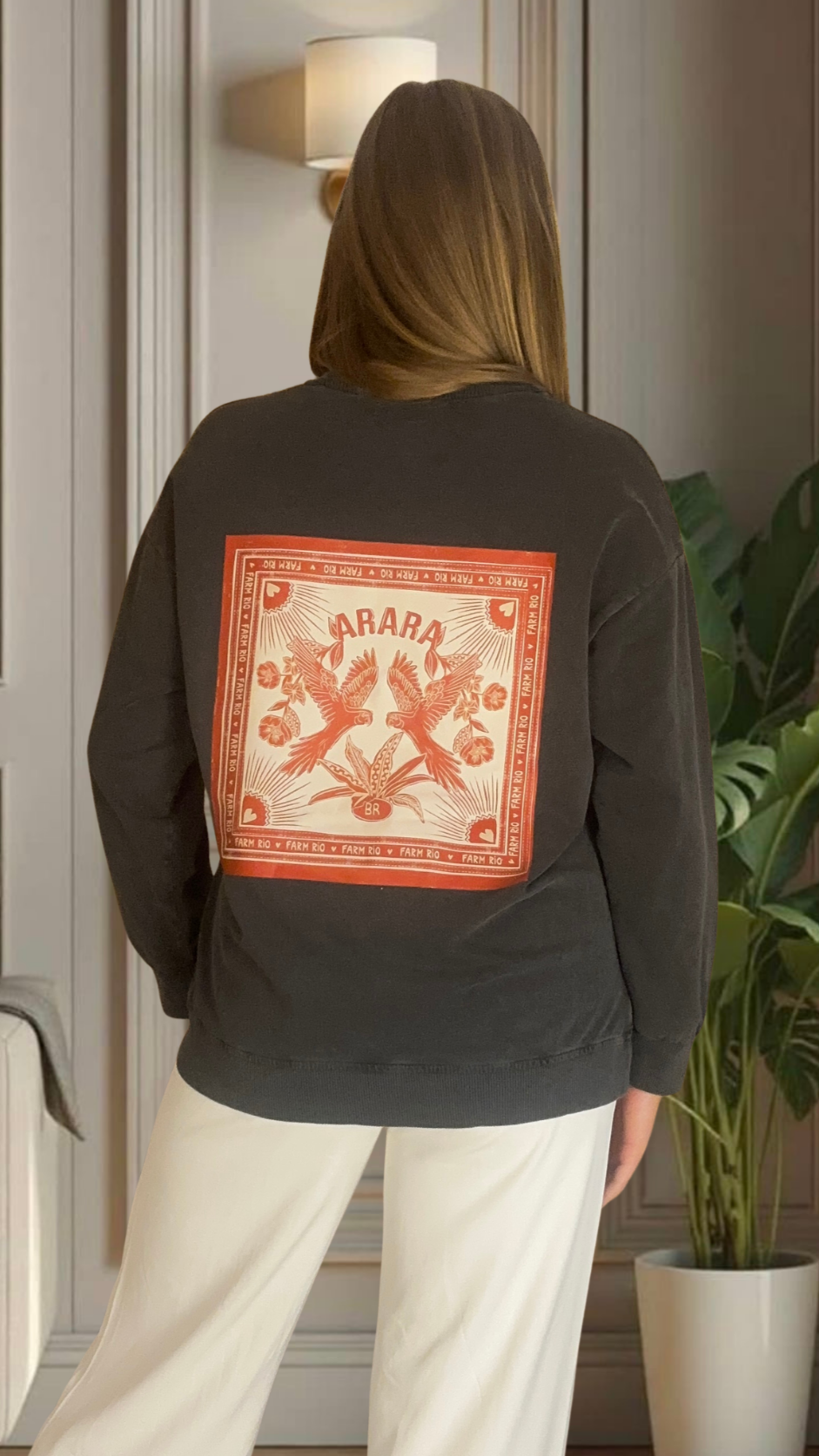 Sweat gris à motifs