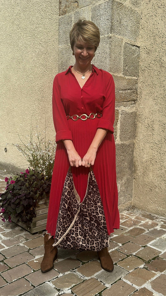 Robe longue plissée