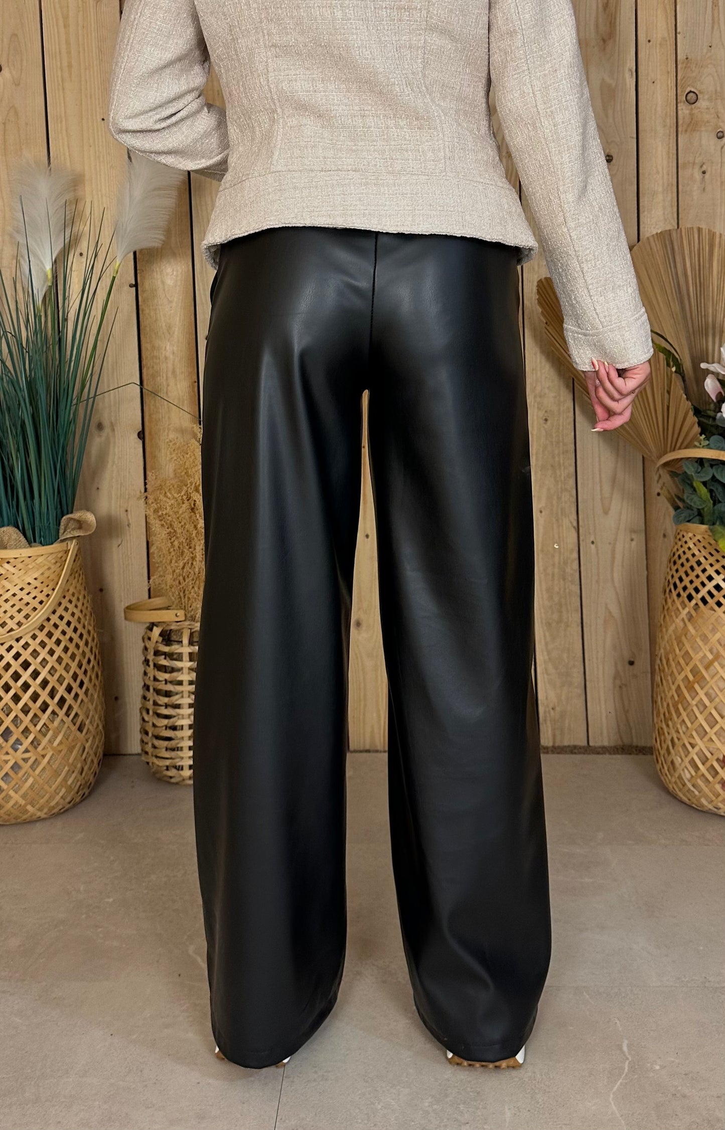 Pantalon large en similicuir