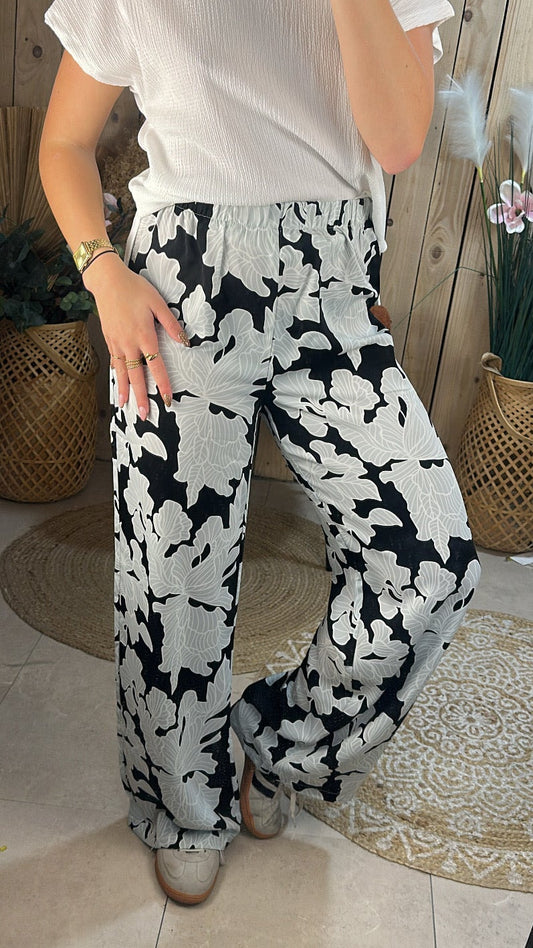 Pantalon large fleuri