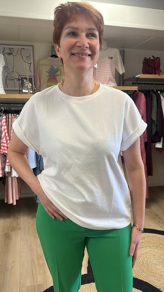 T-shirt blanc col rond