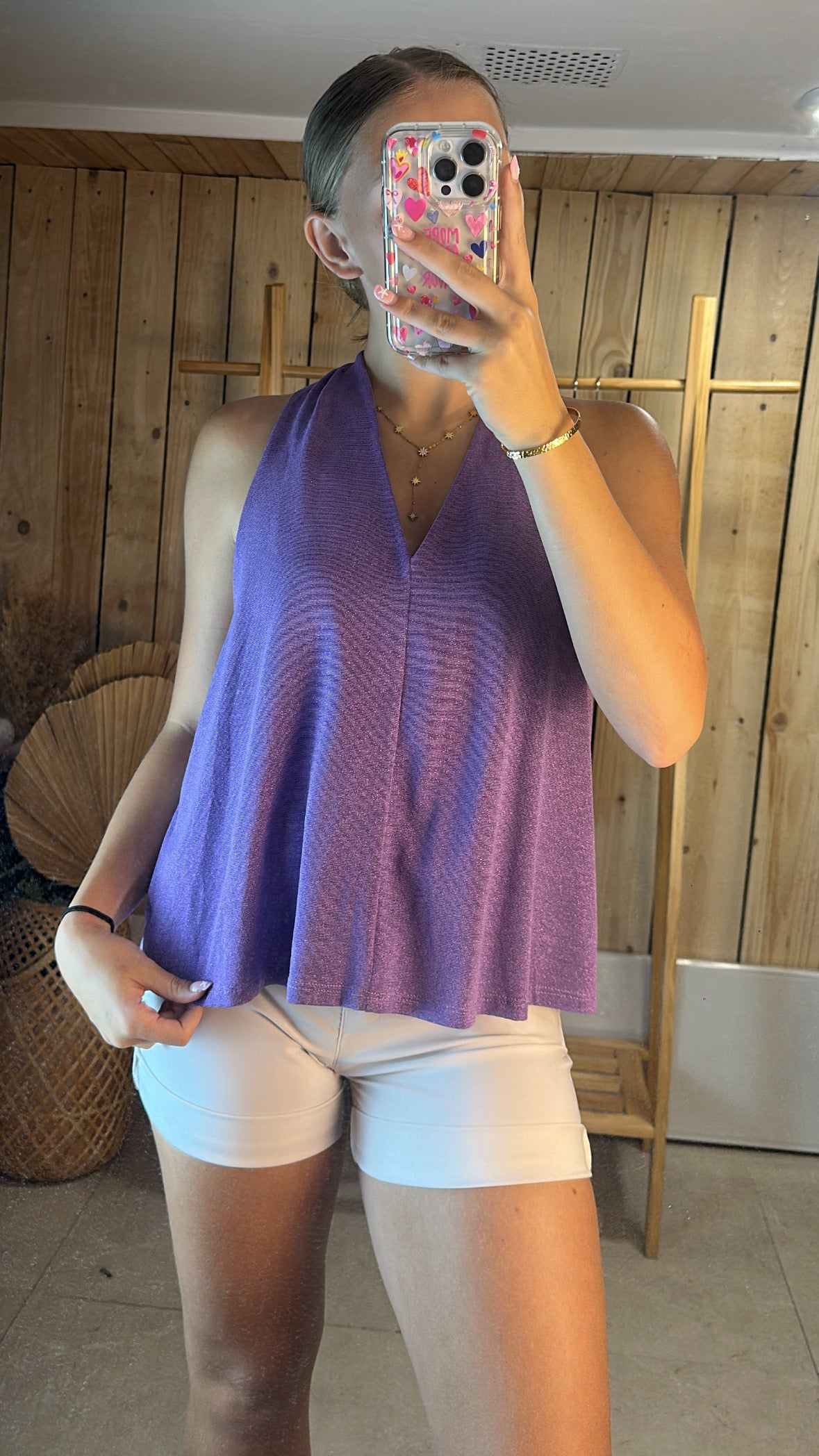 Top violet pailletté