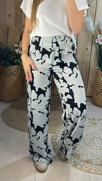 Pantalon large fleuri