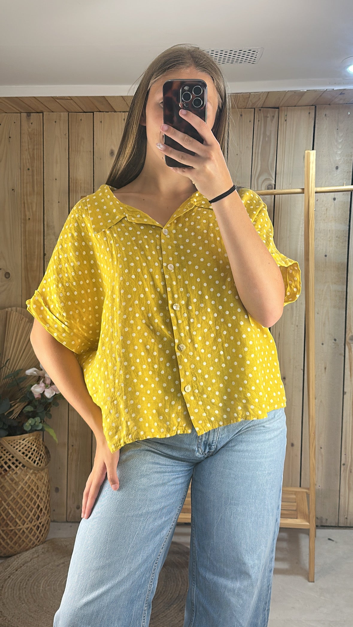 Chemisier jaune à pois