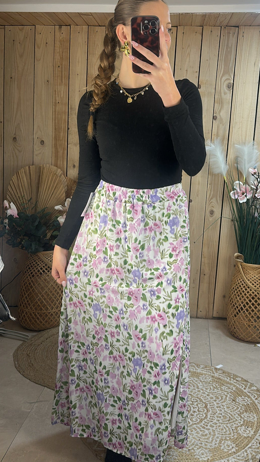 Jupe fleuri lila