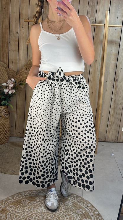 Pantalon large à pois
