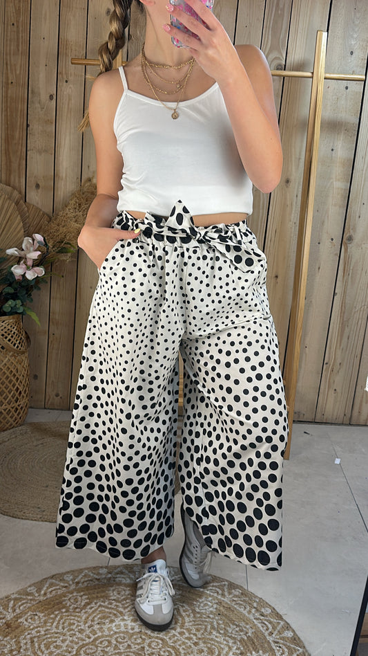 Pantalon large à pois