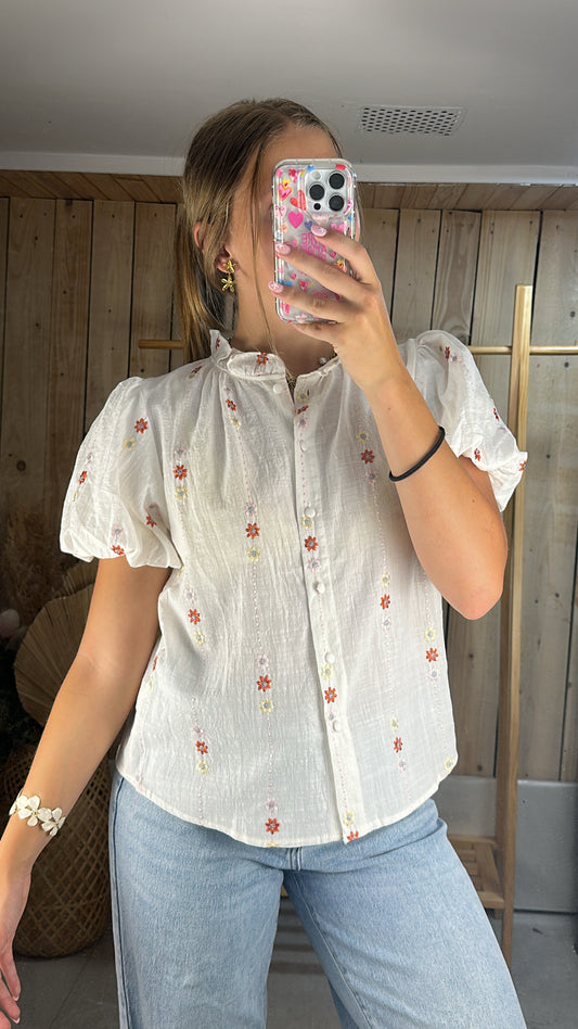 Blouse courte fleurie