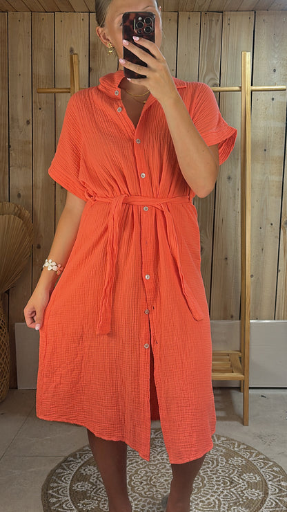 Robe chemise gaze de coton
