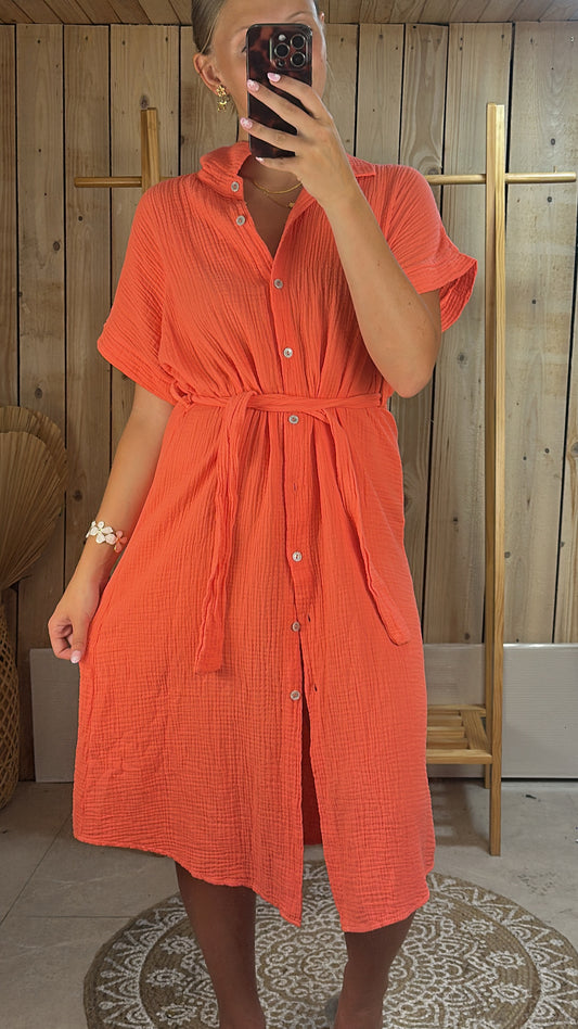 Robe chemise gaze de coton