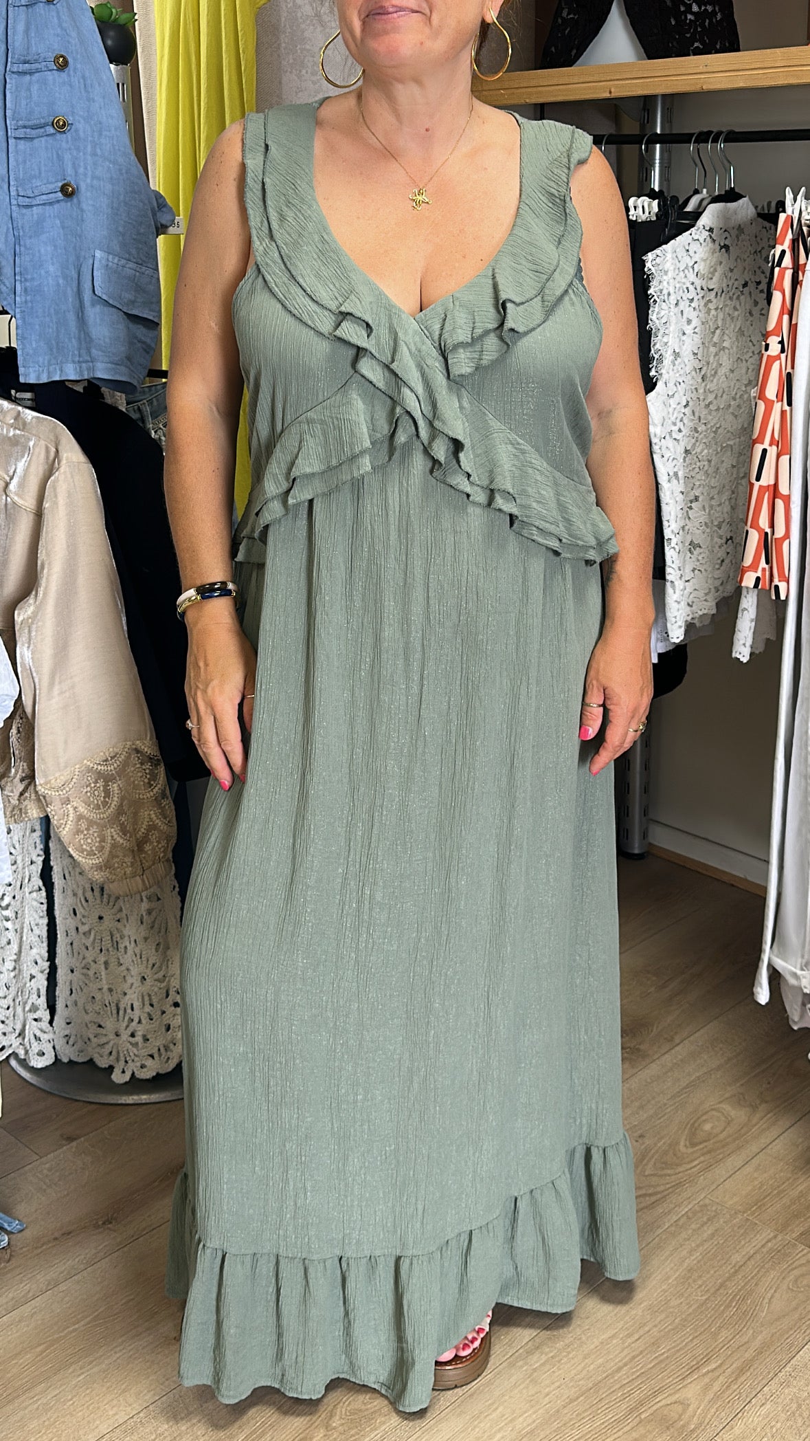 Robe bohème vert sauge