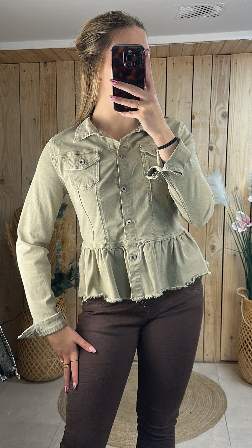Veste jean kaki