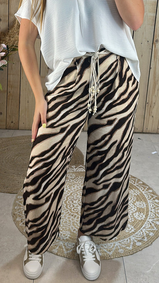 Pantalon large zébré