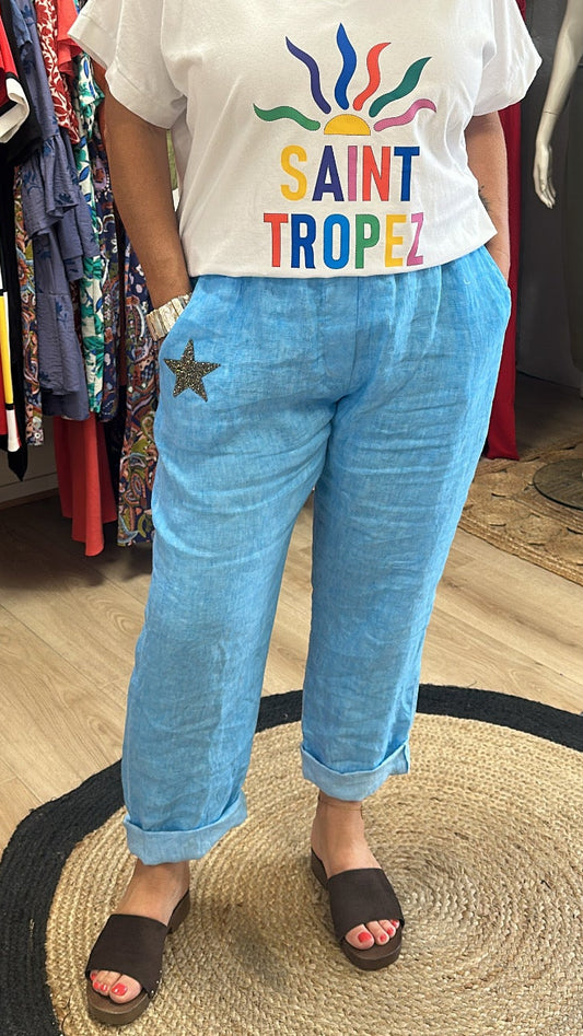 Pantalon en lin étoile