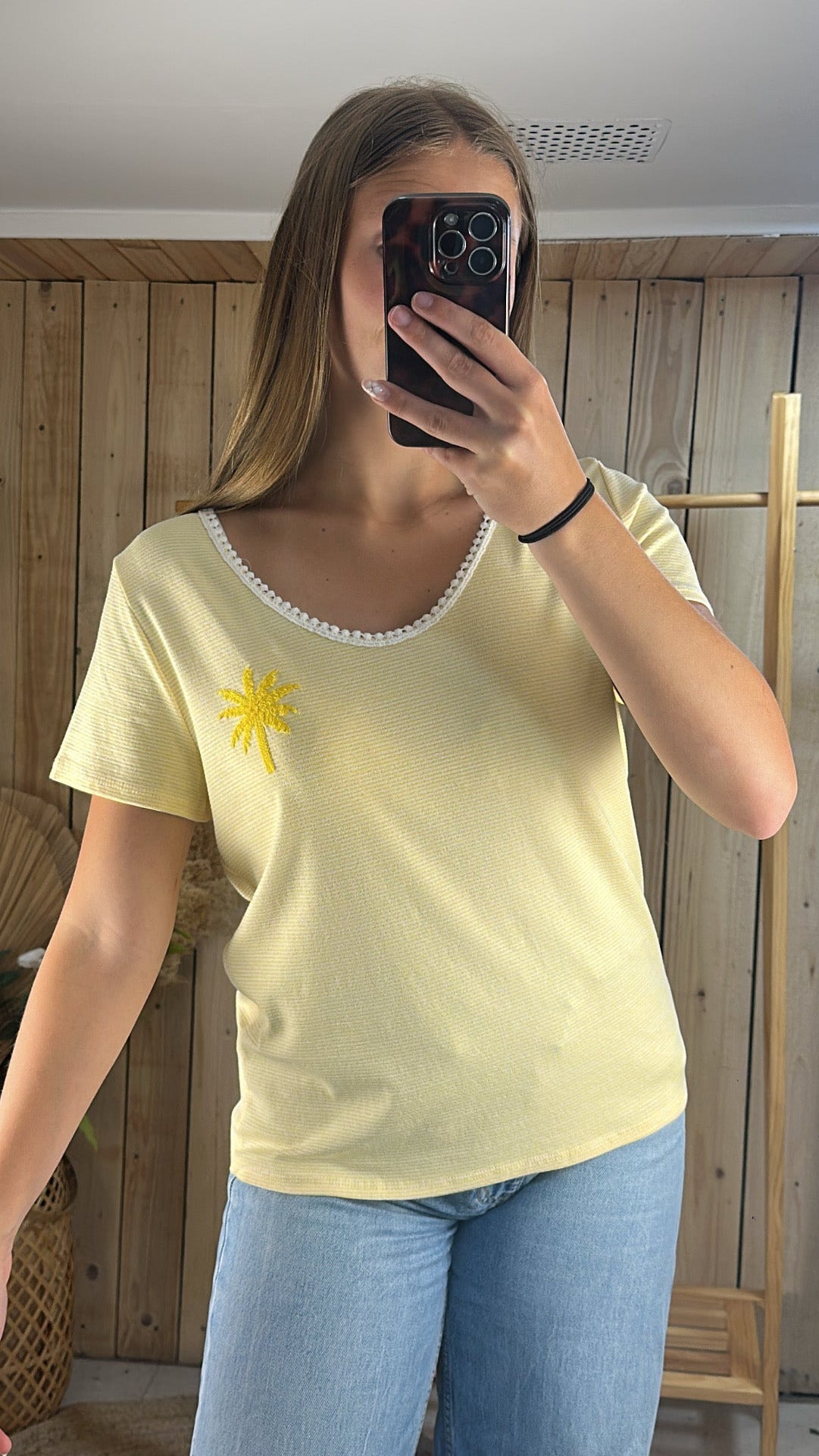 T-shirt rayé "palmiers"