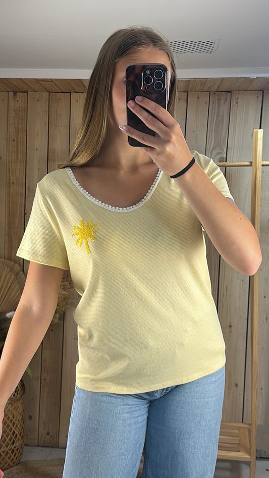 T-shirt rayé "palmiers"
