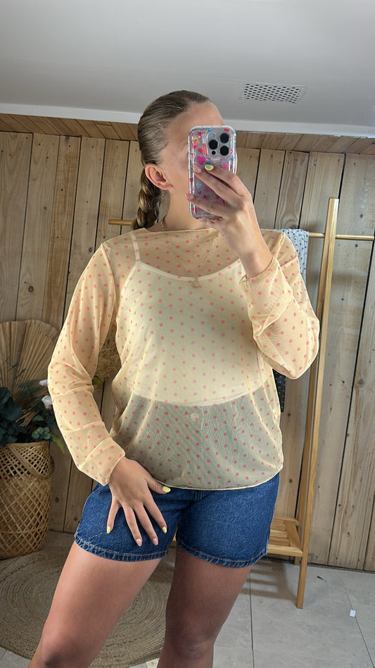 Haut transparent à pois