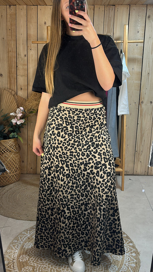 Jupe longue léopard