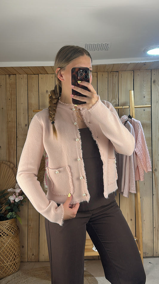 Gilet rose poudré