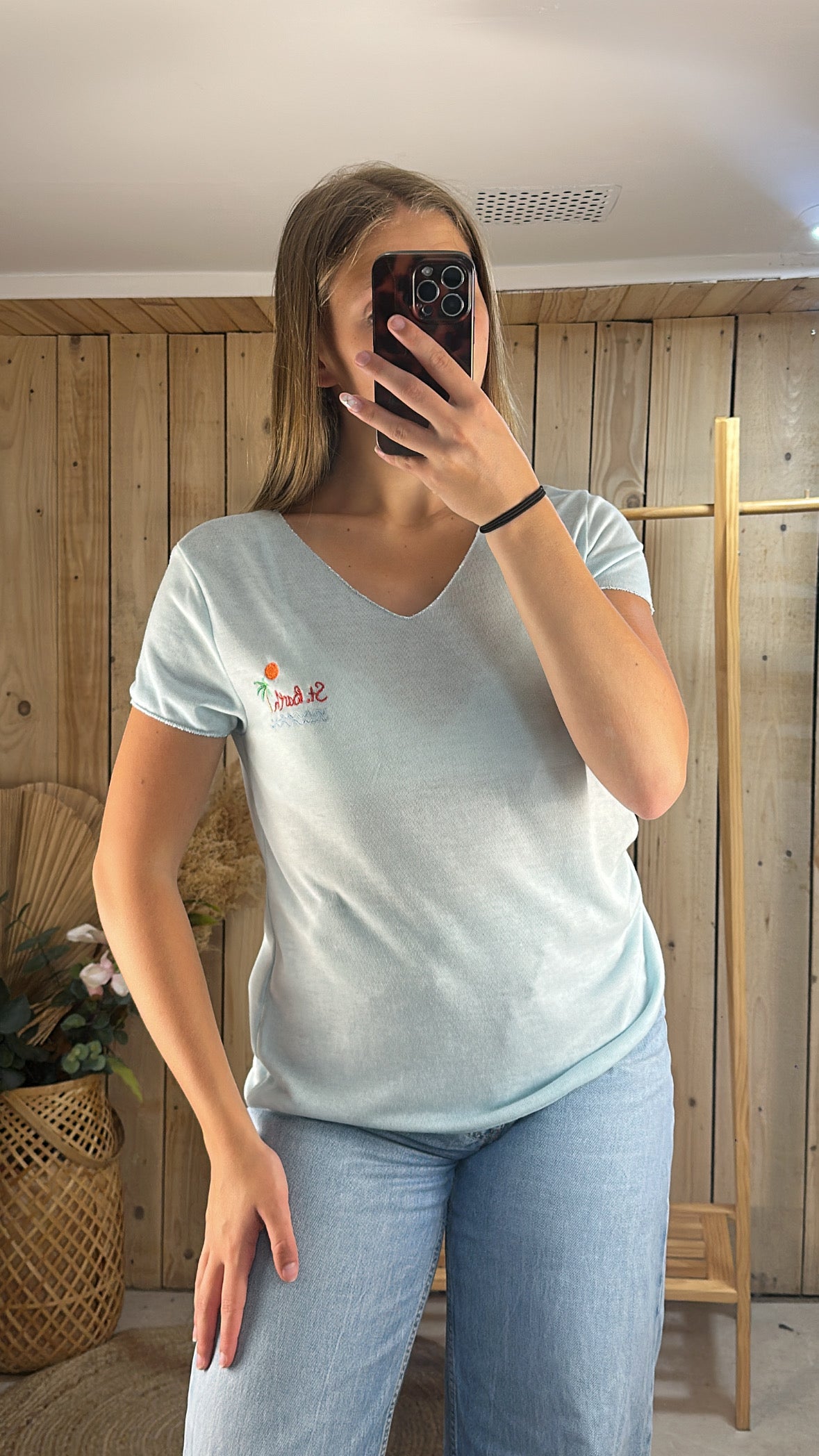 T-shirt col V " St Barth "