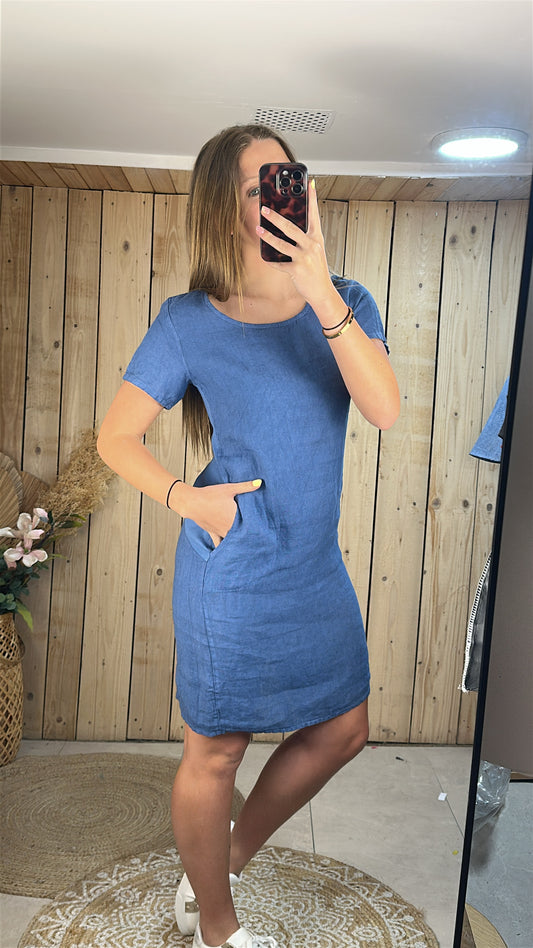 Robe lin bleu