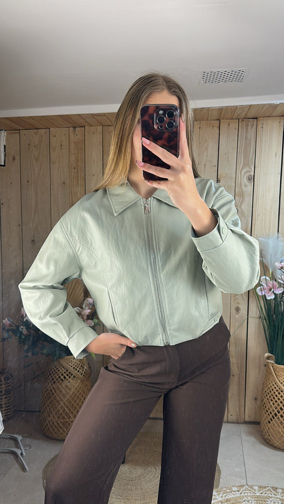 Blouson boule effet cuir