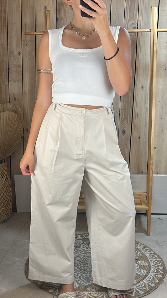 Pantalon palazzo beige