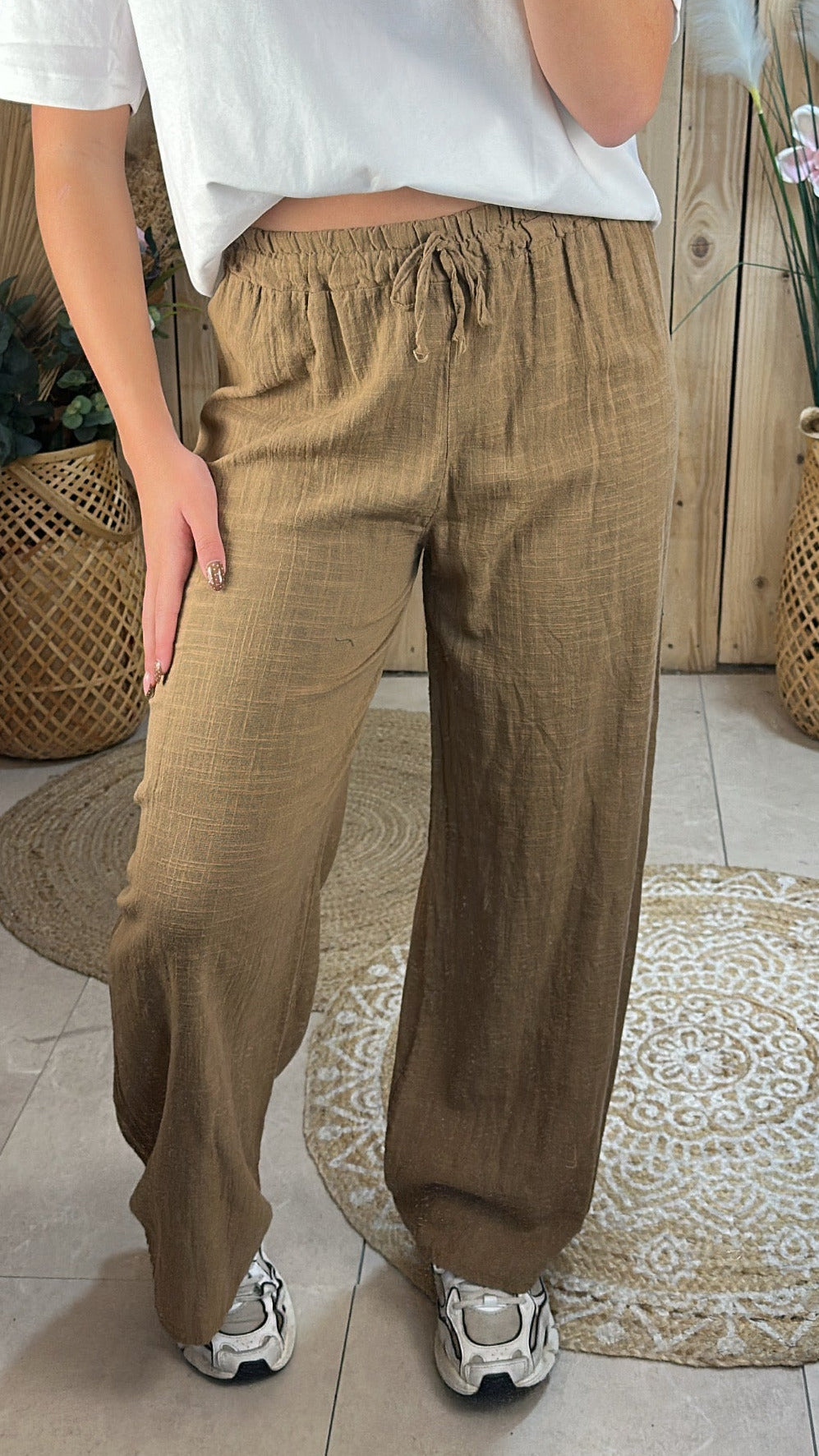 Pantalon fluide effet lin