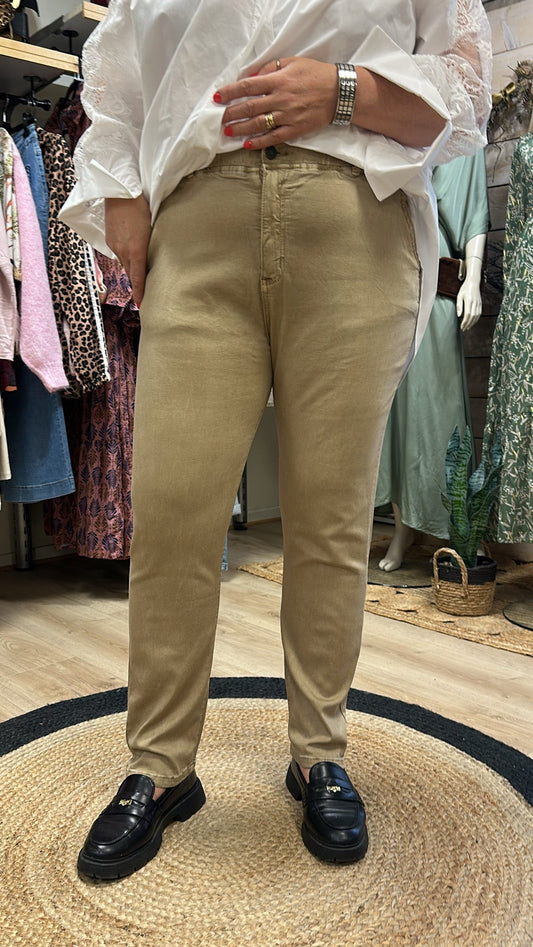 Pantalon beige grande taille