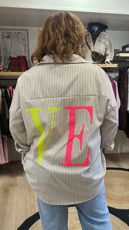 Chemise " LOVE" rayé et fluo