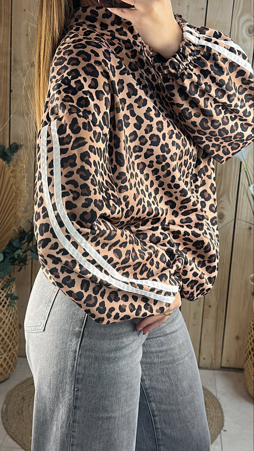 Veste Jogging – Imprimé Léopard & Bandes Sport