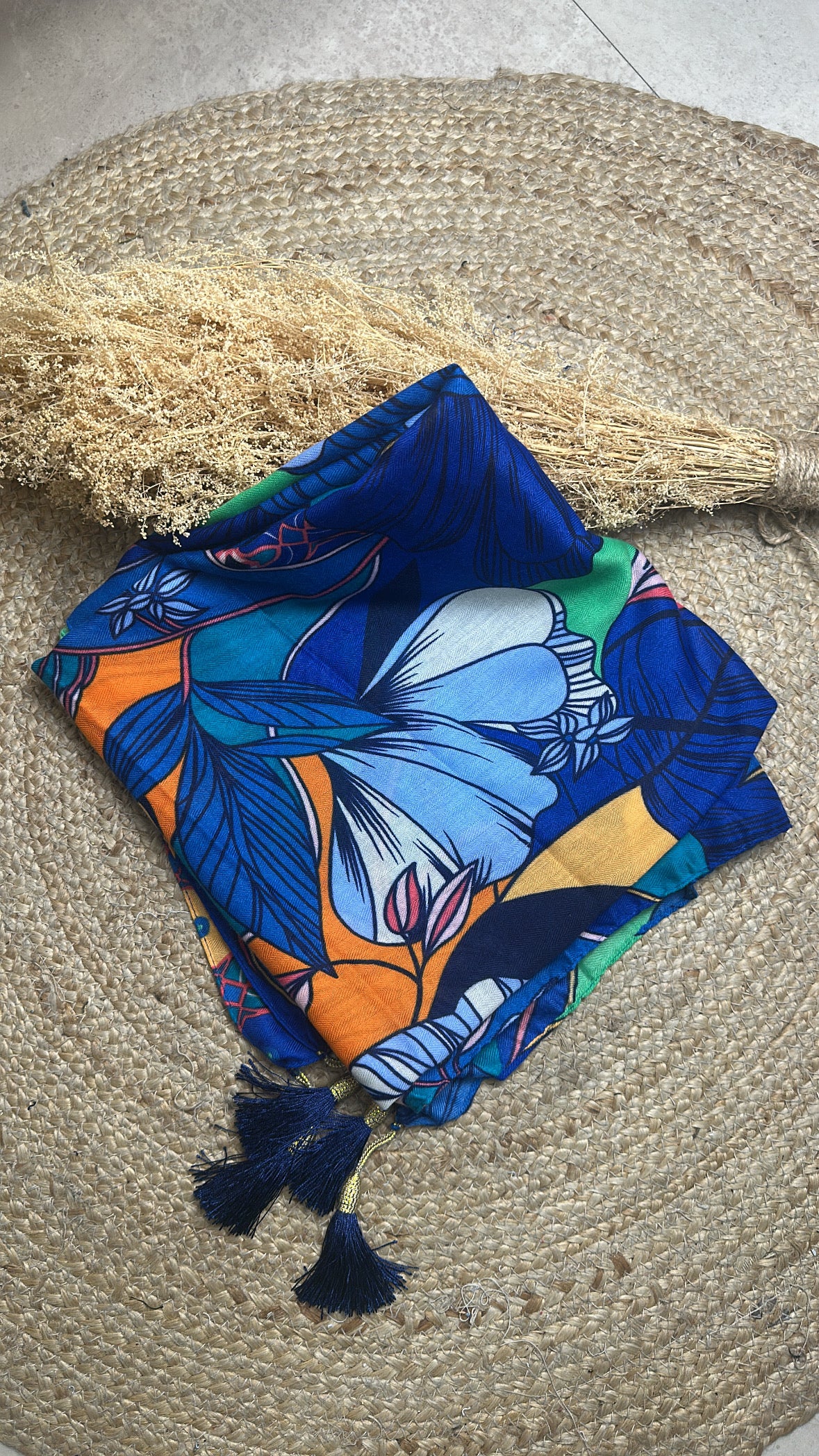 Foulard floral " oasis bleu"