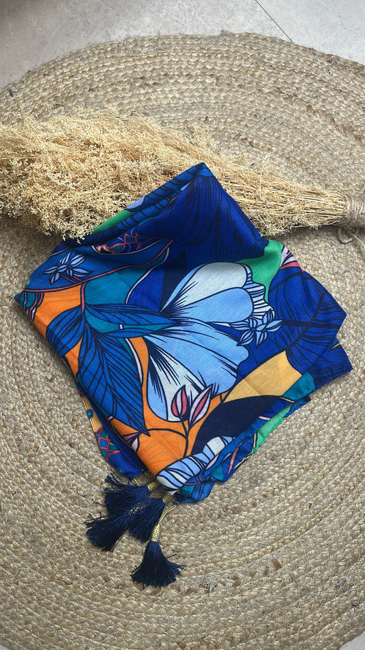 Foulard floral " oasis bleu"