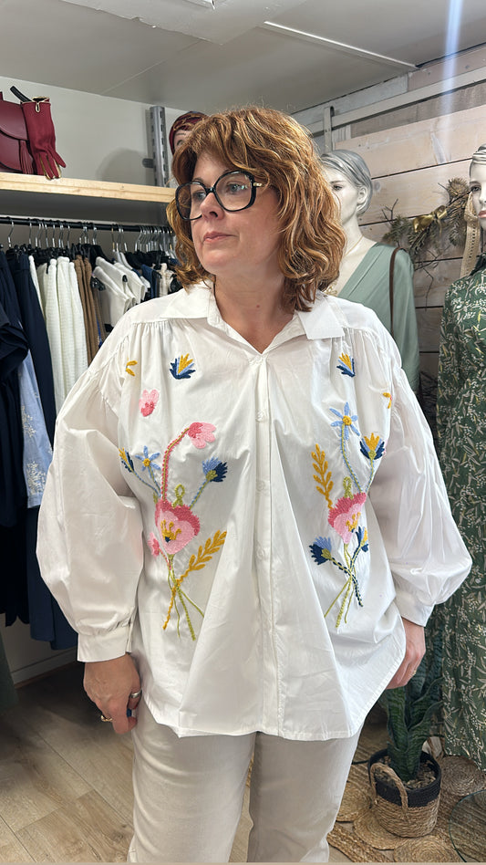 Chemisier fleur brodées