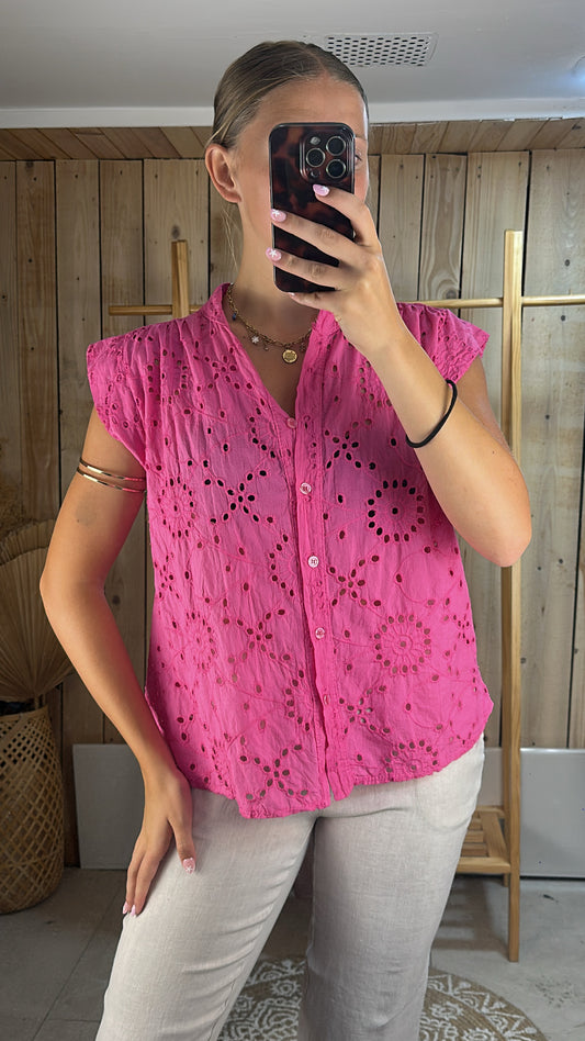 T-shirt bordé rose