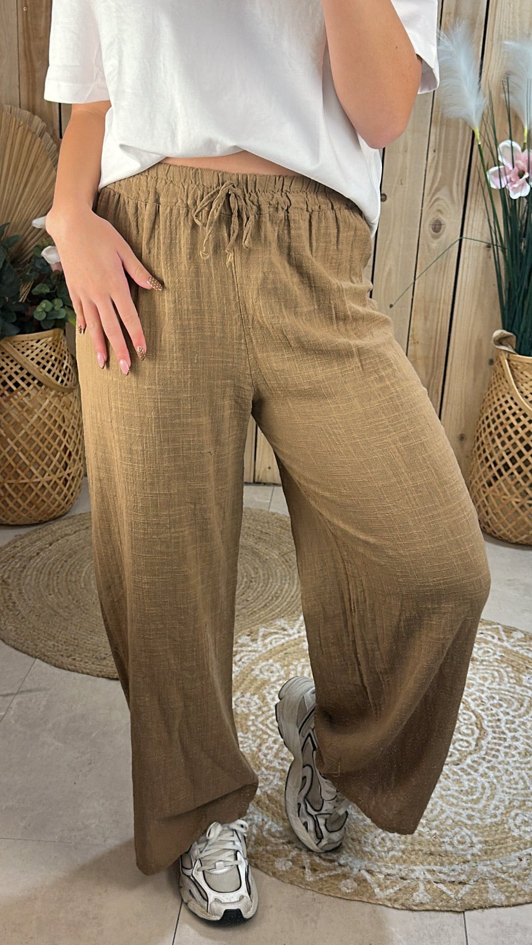 Pantalon fluide effet lin