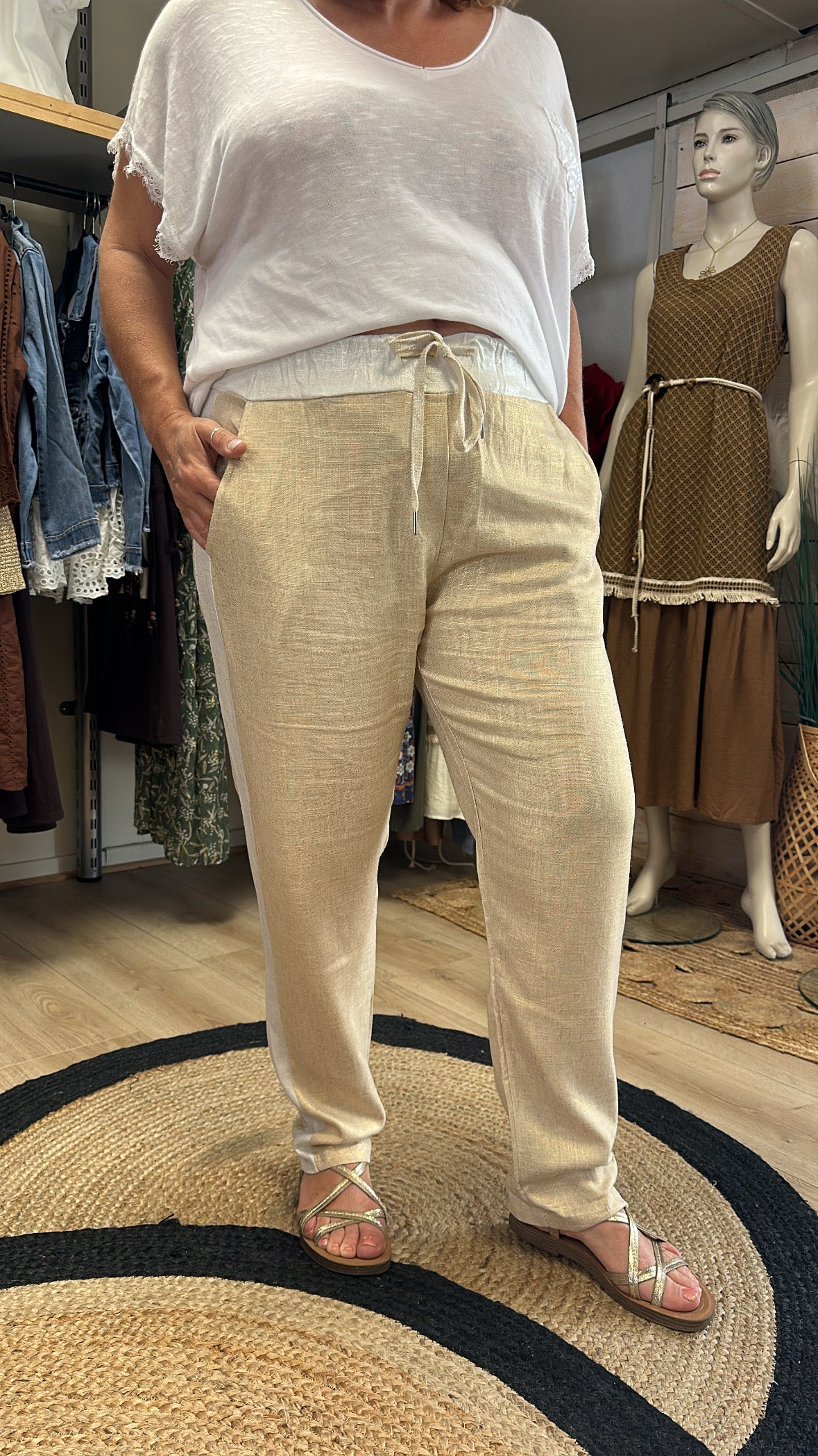 Pantlaon doré en lin