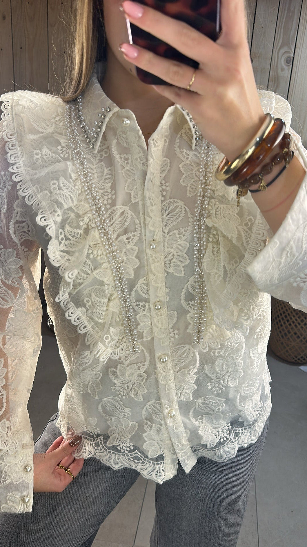 La Chemise "Princesse de Dentelle" – Crème & Perles