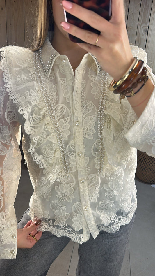 La Chemise "Princesse de Dentelle" – Crème & Perles