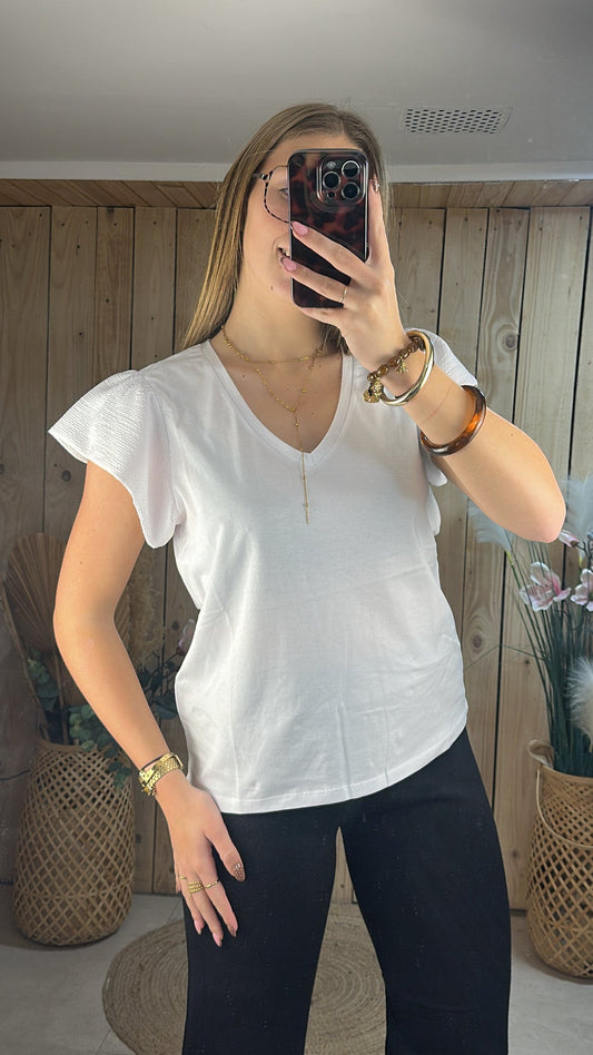 Le T-shirt "Froufrou Chic" – Blanc Lumineux